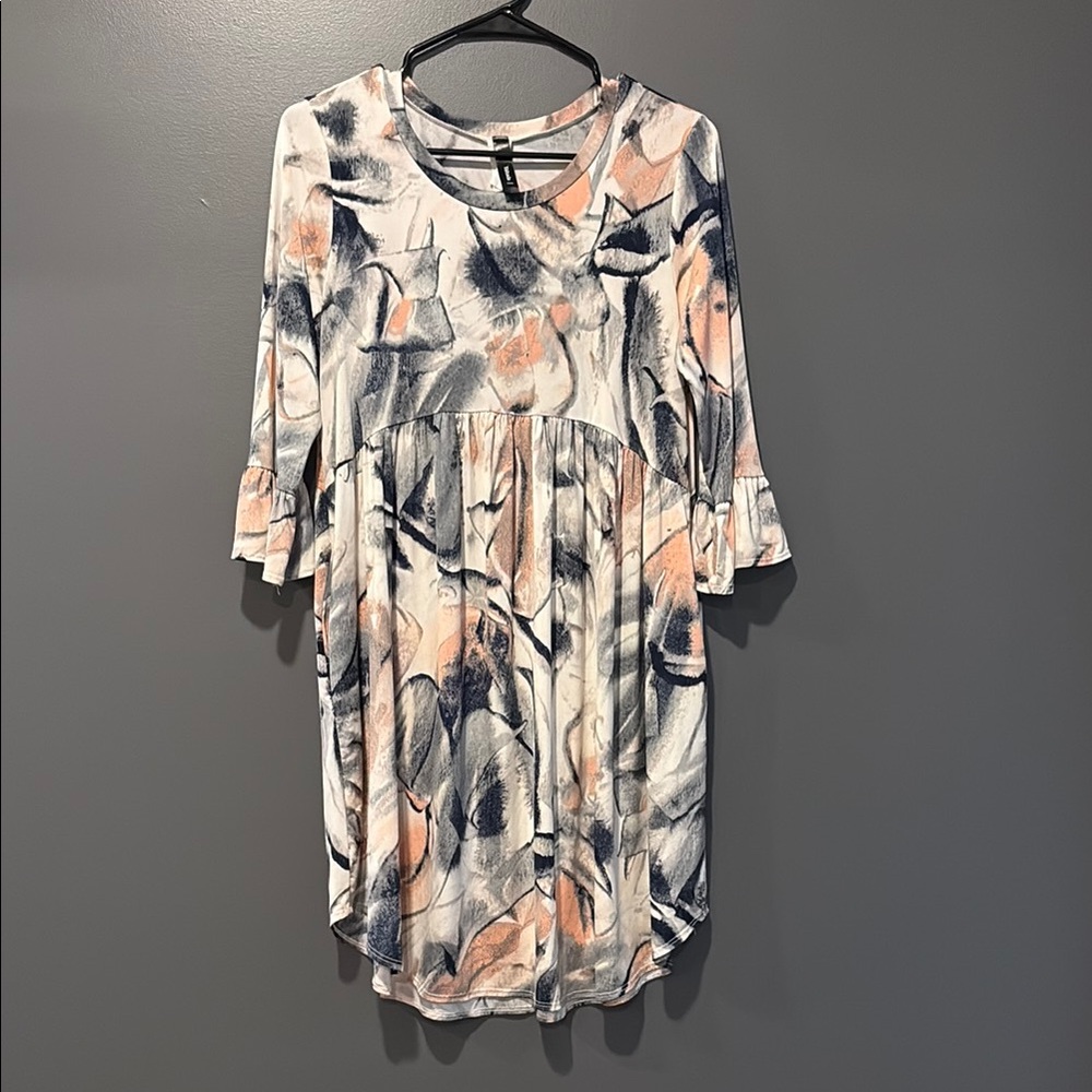 Floral Print Dress with Ruffle Sleeves